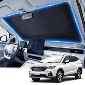 lot 8821 image: JUSTTOP 300T Car Windshield Sun Shade, Universal Foldable Reflective Sun Shade with Storage Bag, Car Interior Accessories, Fit for Cars Trucks SUVs(63 L x 35 W)
