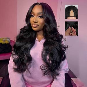 lot 8834 image: Omeself V Part Wig Human Hair Body Wave 200 Density Upgrade U Part Wigs with Drawstring Wig Human Hair No Glue No Sew-in Wear and Go Half Wigs Human Hair Natural Color 3X Longer Lifespan 22Inch