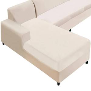 lot 8835 image: NAISI Sectional Couch Cover 1 Piece Velvet Separate Chaise Lounge Cover Soft Stretch Sofa Slipcovers for LeftRight Chaise Sectional Couch(Chaise Lounge,Beige)