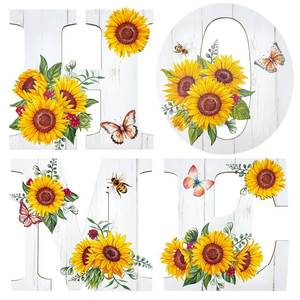 lot 8840 image: Hentonwell Sunflower Wood Home Sign,Summer Wall Decor Rustic Wall Sign for Home Letters Hanging Wall Decor,Wall Art for Living Room Kitchen Bedroom Decor.(White)