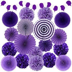 lot 8843 image: Recosis Party Decorations, Purple Papar Fans Pompoms Garlands for Women Girls Mothers Day Bachelorette Wedding Birthday Baby Showers Valentines Day Party Decorations