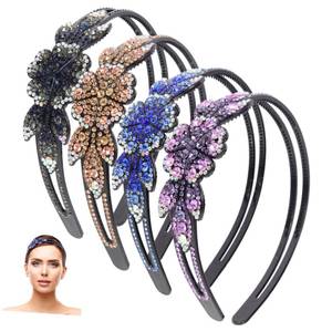 lot 8853 image: Beatifufu Rhinestone Headband with Teeth Comb Wide Non-Slip Crystal Hair Hoop for Women Girls Party Hair Accessories