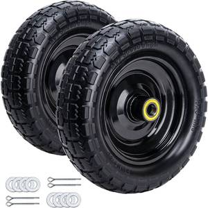 lot 8861 image: 10 Solid Rubber Tires, 4.103.50-4 Tire and Wheel Flat Free, 2-Pack with 34 Bearings, 2.17Offset Hub for GOR Garden Cart, Wheelbarrow, Trolleys, Hand Trucks & Yard Trailers