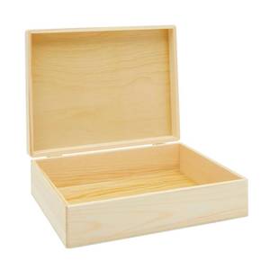 lot 8876 image: Bright Creations Unfinished Wooden Storage Box - 9 x 12 x 3.3 In, Paulownia Wood, Hinged Lid - Jewelry Box & Craft Storage - Paintable Chest for DIY Projects