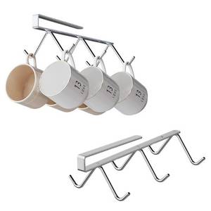 lot 8877 image: ANQIA Stainless Steel Cabinet Hook Mug Holder Hanging Coffee Cup Rack for Kitchen Under Cabinets Hangers Organizer Utensil (Large 2 Pack)