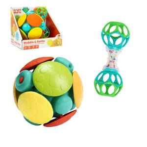 lot 8882 image: Bright Starts Wobble &amp Rattle Gift Set 2-PK Baby Toys, Rattles &amp Ball Toys, Crawl &amp Chase, Cause and Effect Learning, Unisex, 3-6 Months and Up