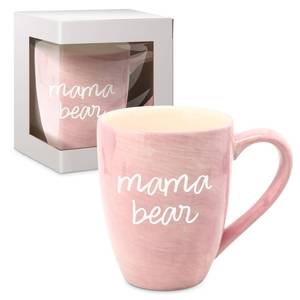 lot 8884 image: Pavilion Large Ceramic Coffee Mug with Mama Bear Text Design, Microwave & Dishwasher Compatible, Tall Coffee or Tea Cups for Moms with Handle, Ideal for Daily Use or Special Occasions - Pink, 20 oz