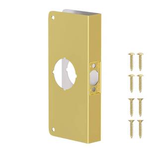 lot 8888 image: naubea Door Knob Reinforcement Plate, Polished Gold, Fits 1-38 Doors, 2-38 Backset, Door Lock and Door Knob Cover Plate, Deadbolt Cover Plate Reinforce and Repair Wood or Metal Doors