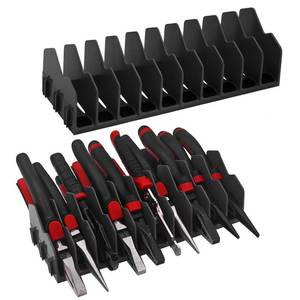 lot 8892 image: HGSKEO 10-Slot Heavy-Duty Plier Organizer Rack, 2-Pack 20 Slots with Non-Slip Base, Expandable Design for Pliers and Tools, Fit Drawers & Toolboxes (2, Black)