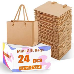 lot 8899 image: CLRBEATTY 24 Pcs Extra Small Gift Bags, 3.9 x 4.7 x 2.4 Inch Mini Kraft Paper Gift Bags with Handles for Wedding, Birthday, Baby Shower, Party Favors