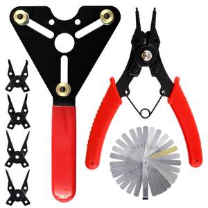 lot 8915 image: Swpeet 3Pcs AC Clutch Holding Tool Adjustable Clutch Holder and 4 in 1 Snap Ring Pliers with Stainless Steel Feeler Gauge Assortment Kit, Compatible with Domestic and Import AC Compressor