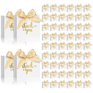 lot 8931 image: 60Pack Small Thank You Gift Bags, 4.5x1.8x3.9 Inches White Mini Gift Bags with Ribbon Wedding Candy Favor Boxes Birthday Party Favor Bags for Baby Shower Anniversary