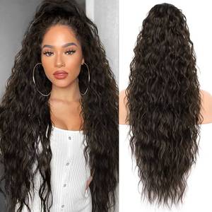 lot 8934 image: KooKaStyle 30 Inch Drawstring Ponytail Extension for Women, 160g Extra Full Long Curly Synthetic Hairpiece, Heat Resistant, Dark Mocha Brown, Secure with 2 Combs, Perfect for Holiday Party & Gift