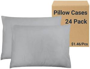 lot 8935 image: ZPECC Pillow Cases Bulk 24 Pack - Standard Pillowcases with Envelope Closure, Soft Brushed Microfiber Pillow Cover for Hotel Airb&bs Hospital Bedding Essential, Light Gray