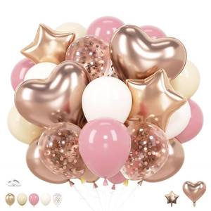 lot 8955 image: 68pcs Pink and White Balloons Dusty Pastel Light Pink Sand White Rose Gold Cream Heart Star 12 Inch Balloon Decorations for Baby Shower Girls Bachelorette Birthday Bridal Wedding Party Decor Supplies