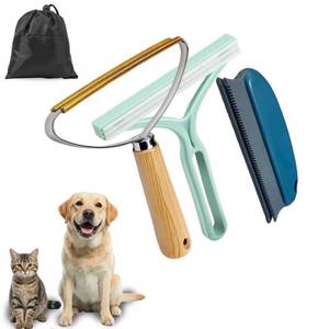 lot 8957 image: Qbily Pet Hair Remover 2nd Gen (3 Pack) - Reusable Lint Removal Tool for Couch, Carpets, Cat Trees, Car Mats, Furniture, Clothes, Pet Houses, Dog & Cat Hair Scraper Tool with Storage Bag