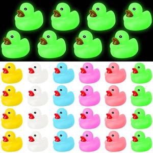 lot 8958 image: Chitidr 24 Pcs Glow in the Dark Rubber Ducks 2.2 Luminous Mini Rubber Duck Fluorescent Tiny Light up Floating Squeaky Bathtub Toys for Baby Showers Summer Beach Pool Party Games (Colorful)