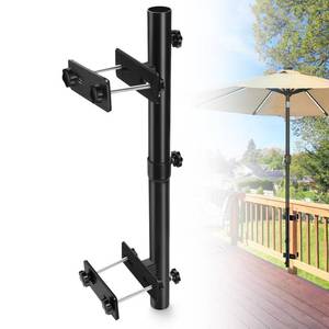 lot 8964 image: ZZM Patio Umbrella Holder for Deck Railing, Adjustable Deck Umbrella Mount Outdoor, Attachable to Railing Mounting Brackets - Upgraded 3 Screws to Secure Umbrella Handle, Maximizes Deck Space (Dark)