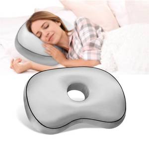 lot 8967 image: Babyezz Ear Piercing Pillow with Hole for Side Sleepers for CNH and Ear Pain Inflammation Pressure Sores, Cotton and Polyester Adjustable Filling and Washable Ear Guard Pillow (Light Gray Silk)