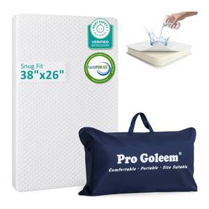 lot 8969 image: Pro Goleem Pack and Play Mattress (38x26), Waterproof Pack n Play Mattress Pad with Carry Bag, Firm Playard Mattress with Soft Cover, for Babies and Toddlers