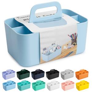 lot 8976 image: Tiawudi Multipurpose Caddy Organizer, Plastic Caddy with Handle, Stackable Desk Organizer for Stationery, Marker and Pencil, Office Supplies Organizer, Dorm Caddy