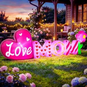 lot 8994 image: Opemon 9FT Mothers Day Inflatables Outdoor Decorations, Love Mom Mothers Day Blow Up Yard Decoration with Flower & Heart, Built in LED Lights for Party Holiday Garden Lawn Home Decor