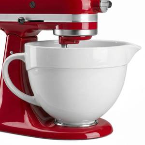 lot 1005 image: 5 QT Ceramic Mixer Bowl Compatible with KitchenAid Tilt-Head Stand Mixers 4.5-5 Quart, Food-Grade Polished Mixing Bowl with Anti-slip Handle & Secure Locking Clasp, Microwave & Oven Safe