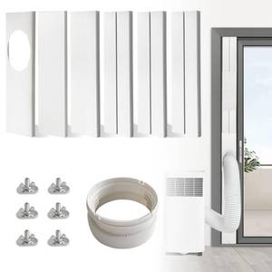 lot 1009 image: JEACENT Portable Air Conditioner Sliding Door AC Vent Kit, Universal Adjustable PVC Balcony Seal Kit Plates Up to 90 Inches, For 5.1 and 5.9 Diameter Portable AC Exhaust Hose