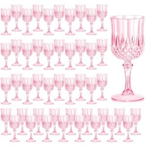 lot 1010 image: HTTBEIZI 7OZ Plastic Wine Glasses, Reusable Vintage Goblets Unbreakable Drinking Glasses Crystal Water Cups Champagne for Wedding, Parties (48, Pink)