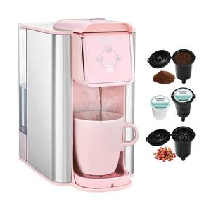 lot 1015 image: Mecity Pink Coffee Maker 3-in-1 Single Serve Coffee Machine, For Flat Bottom Coffee Capsule, Ground Coffee, 6 to 10 Ounce Cup, Removable 50 Oz Water Reservoir, 120V 1150W