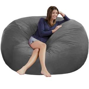 lot 1021 image: HOWSEESNOW 5FT Large Bean Bag Chair Cover - Soft Fluffy Dutch Velvet Bean Bag Bed (No Filling, Cover Only), Comfy 5FT Bean Bag Cover, Oversized Lazy Sofa Cover
