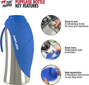 lot 1043 image: PupFlask Large Dog Water Bottle  27 or 40 OZ Stainless Steel  Convenient Dog Drink Dispenser  Puppy Travel Water Bowl  Portable Pet Hydration Bottle  Leak Proof  Perfect Size For All Breeds