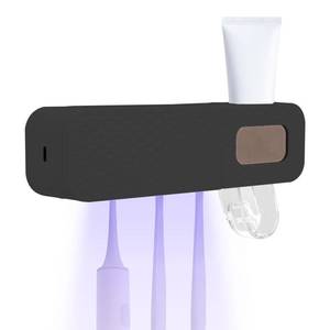 lot 1044 image: Longzhuo Toothbrush Holders for Bathrooms, Toothbrush Holders Wall Mounted, with 3 Slots and Toothbrush Cleaning Function, for Home Bathrooms, Hotel, Black