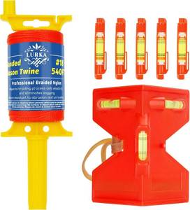 lot 1045 image: LURKA #18 Mason Line String with Post & Pipe Level & 5 Line Levels, 540 Feet Braided Nylon Twine, High-Visibility String Line for Construction, Gardening, DIY, and Outdoor Projects (Orange)