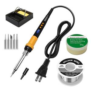lot 1051 image: FUMEIYI Orange 80W Adjustable Temperature Soldering Iron Kit, Heat Resistant Anti-Slip Handle, Includes 5 Tips, Solder Wire, Stand, Flux Solder PenHot Pen for DIY &amp Repair