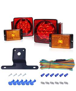lot 1053 image: MAXXHAUL 70205 Trailer Light Kit - 12V All LED, Left and Right Waterproof Submersible for Trailers, Boat Trailer Truck Marine Camper RV Snowmobile, Red