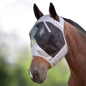 lot 1057 image: Harrison Howard CareMaster Thick Fleece Padding Translucent Fine Mesh Horse Fly Mask Standard SilverBlack Retro Small Pony