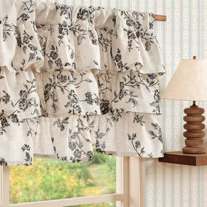 lot 1061 image: jinchan Ruffled Floral Valance Curtain Shabbychic Linen Window Valance 18 Inch Farmhouse Rustic Window Treatment for Kitchen Bedroom Living Room Rod Pocket 1 Panel Black on Linen