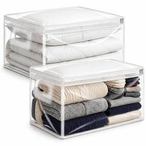 lot 1064 image: 20 Gallon Jumbo Clear Storage Bags with Zipper, 2 Pack Extra Large Under Bed Storage Bags (15.75x26x11.9 in) Transparent Plastic Bags for Clothes, Blankets, Comforters, Quilts & Seasonal Storage
