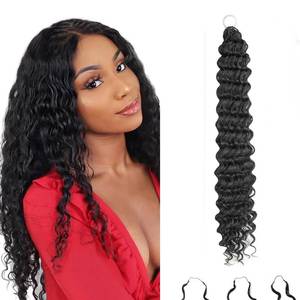 lot 1073 image: Deep Wave Feather Crochet Hair,25 Strands Miracle Knots Curly Crochet Hair for Black Women Pre-Separated Invisible Knotless, Feathered Crochet Hair Extensions(18 Inch 1B)