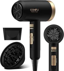 lot 1089 image: Hair Dryer, CONFU Blow Dryer with Diffuser, 21000PRM Professional Hairdryer, Portable Lightweight Fast Drying Negative Ionic Blow Dryer, Hair Diffuser for Curly Hair for Home Travel