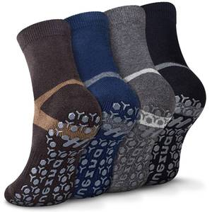 lot 1091 image: Muezna Mens Non-Slip Yoga Socks, Anti-Skid Pilates, Barre, Bikram Fitness Hospital Slipper Socks with Grips