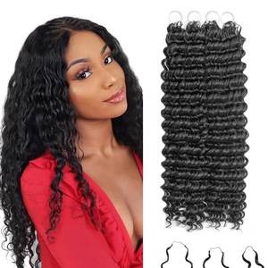 lot 1093 image: Deep Wave Feather Crochet Hair, 100 Strands Miracle Knots Hair Curly Crochet Hair for Black Women Pre-Separated Invisible Knotless, Feathered Crochet Hair Extensions (18 Inch 1B)