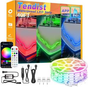 lot 1097 image: 40FT Boat Lights LED Waterproof, Pontoon Boat Led Lights Strip, Marine Led Strip Light, Multicolor 12v RGB LED Strips Outdoor IP67, Night Fishing Lighting with APP & Remote for Bass Jon, RV, Kayak