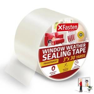 lot 1103 image: XFasten Window Sealing Tape for Winter 3 x 30 Yards RV Window Stripping for Winter  Heavy-Duty Transparent Weather Sealing Tape for Plastic Window Coverings for Winter, Residue-Free Weather Tape