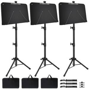 lot 1116 image: Mdvora Sheet Music Stand, 3 Pack Adjustable Music Stand for Sheet Music, Music Sheet Stand Portable Folding with Carry bag Clip Holder for Guitar, Ukulele, Violin Players(Standard Version, 3 Pack)