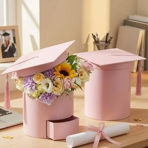lot 1119 image: Weekgrat 2 Pack 2026 Graduation Cap Candy Box Class of 2026 Graduation Cap Flower Gift Boxes, 6.9 x 6.4 in Empty Container for Grad Ceremony Party Activities Celebrations(Pink,Round)