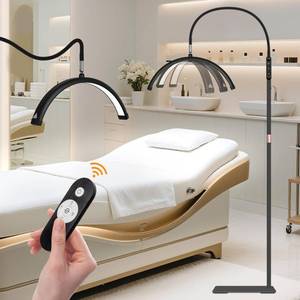 lot 1121 image: HITTI Lash Light for Eyelash Tech, Flexible Gooseneck LED Half Moon Floor Lamp for Esthetician & Artists,Tattoo, Extensions, Nail, Beauty, Craft, Adjustable Height, Dimmable Brightness and Color-Black
