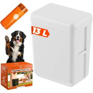 lot 1128 image: PEXTER Dog Poop Trash Can Outside - Wall Mounted Dog Waste Trash Can - Outdoor Dog Poop Trash Can - 8L (White)