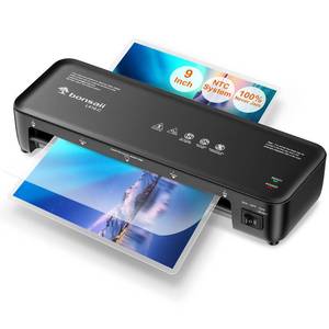 lot 1136 image: Bonsaii Laminator, 9 Inch Thermal Laminator Machine with Never Jam Technology for DocPostersPhoto, Personal Laminating Machine Simple Convenient for Home, Office and School Black